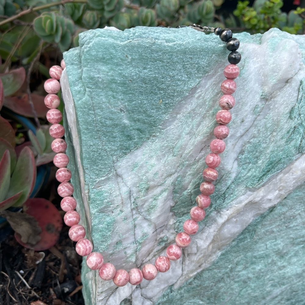 Rhodochrosite bead necklace